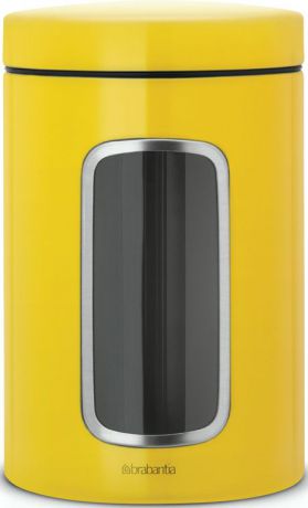 Контейнер для сыпучих продуктов "Brabantia", с окном, цвет: желтый, 1,4 л