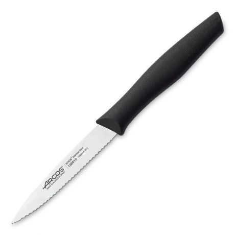 Нож для чистки и нарезки овощей с зубчатым лезвием 10 см, рукоять черная, серия Nova, 188610, ARCOS, Испания
