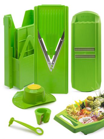Овощерезка Borner комплект "Классика Экстра", цвет: салатовый, 10 предметов