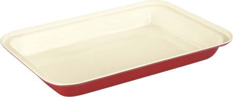 Форма для выпечки "Bekker", с керамическим покрытием, прямоугольная, цвет: красный, белый, 18 см х 28 см