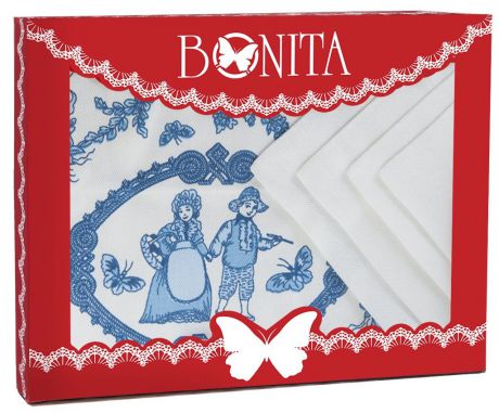 Подарочный столовый набор Bonita "Жуи" Французская коллекция, 11010817037, белый, голубой