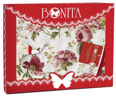 Подарочный набор Bonita Английская коллекция полотенце+прихватка+рукавица, 11010817103, белый, красный