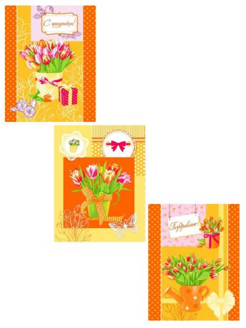 Набор кухонных полотенец ТК Традиция Тюльпаны, 8 марта, 3111/Тюльпаны оранжевые, оранжевый