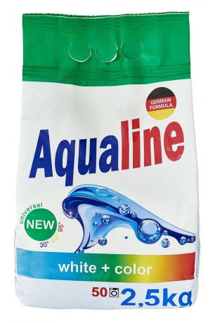 Стиральный порошок Aqualine / Аквалайн Порошок для стирки белья "Аквалайн", универсальный, 2,5кг, белый, 2,5
