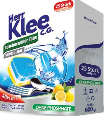 Таблетки для посудомоечных машин Herr Klee C.G. Silver Line, 30 шт.