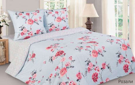 Комплект постельного белья Ecotex "Розали", КПЕ, 49, наволочка 70 х 70 см, бело-розовый