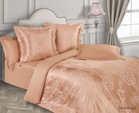 Комплект постельного белья Ecotex Estetica "Белинда", цвет:персиковый, дуэт (50х70-2 70х70-2)