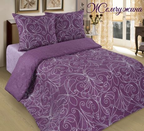 Комплект постельного белья Традиция "Жемчужина фиолетовая", 1103, 2-х спальный с европростыней