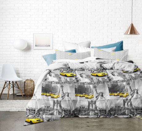 Комплект постельного белья Seta Azalea Satin Flint, 01341204, 1,5 спальный, серый, наволочки 50 x 70