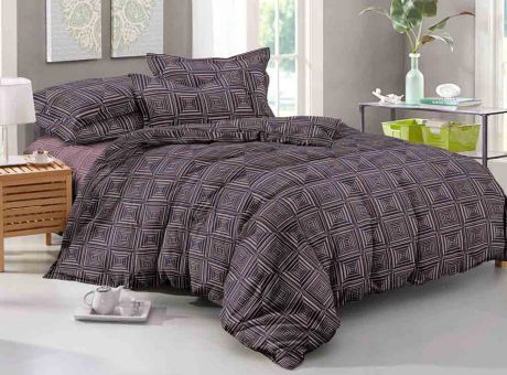 Комплект постельного белья Seta Grande Charvi 019811212, темно-коричневый, 1,5 спальный, наволочки 70 x 70 см