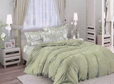 Комплект постельного белья Seta Azalea Satin Palmer 019133316, евро, наволочки 50x50 см