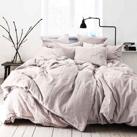 Комплект постельного белья Seta Лён De Lux Light Pink 01783204, евро, наволочки 70x70 см