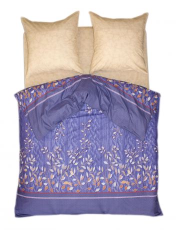 Комплект постельного белья BegAl, ВТ002-И0285, индиго, бежевый, 2 спальное