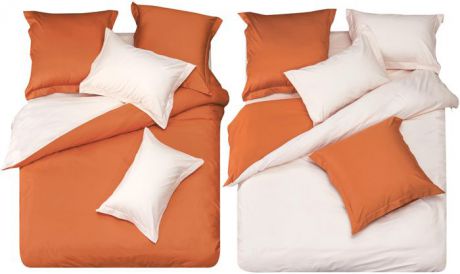 Комплект белья СайлиД "Gelincik", 1,5-спальный, наволочки 70x70, цвет: белый, оранжевый