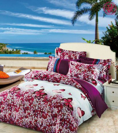 Комплект постельного белья Tango "Mabella", 2-спальный, наволочки 70x70, цвет: бордовый, голубой