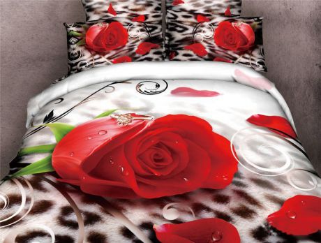 Комплект постельного белья Tango "Celia", евро, наволочки 50x70, цвет: красный, белый