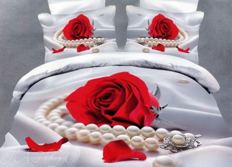 Комплект постельного белья Tango "Ephah", семейный, наволочки 50x70, цвет: белый, красный