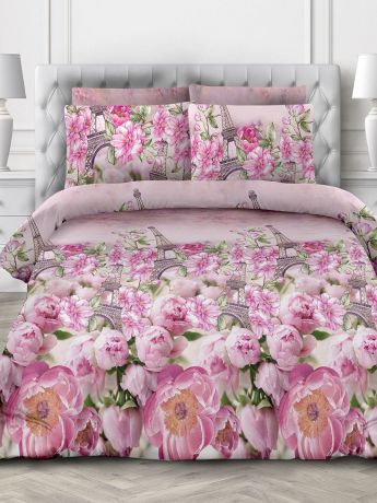 Комплект постельного белья ТК Традиция Pastel, для сна и отдыха, 1203/Парижский роман, розовый
