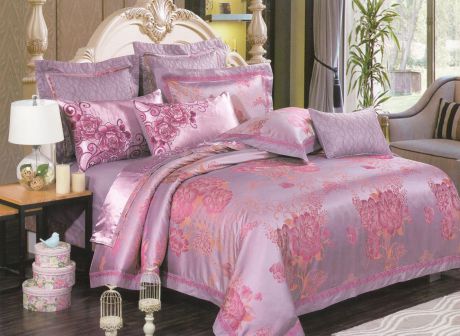 Комплект постельного белья BegAl сатин-жаккард, ЖКЭ002-1185, фиолетовый