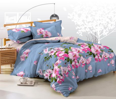 Комплект постельного белья BegAl поплин, ВТ002-70201, голубой, розовый, зеленый