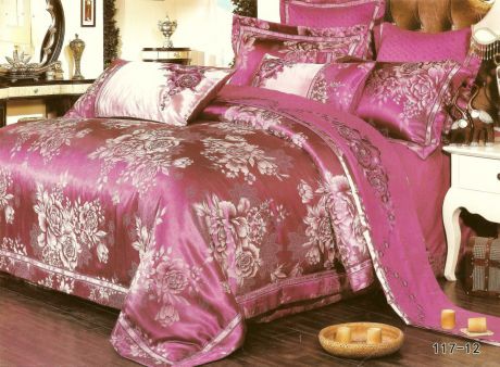 Комплект постельного белья BegAl сатин жаккард, ЖКЭ003-11712, бордовый