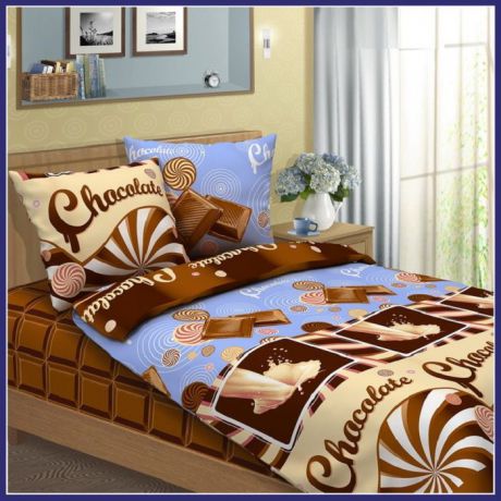 Комплект постельного белья ТК Традиция Традиция, для сна и отдыха, 1104/Шоколад, голубой, коричневый, бежевый, белый