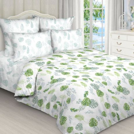 Комплект постельного белья ТК Традиция Pastel, для сна и отдыха, 1201/_Папоротник, белый, зеленый