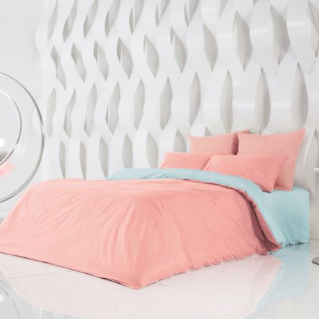 Комплект постельного белья Sleepix Совершенство, светло-розовый, голубой