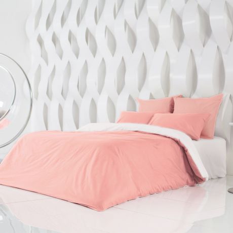 Комплект постельного белья Sleepix Совершенство, светло-розовый, белый