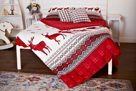 Комплект постельного белья ТМ Текстиль 8135, красный, белый