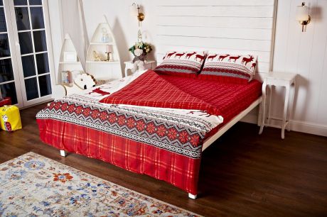 Комплект постельного белья Тм Текстиль Нордик, красный, белый