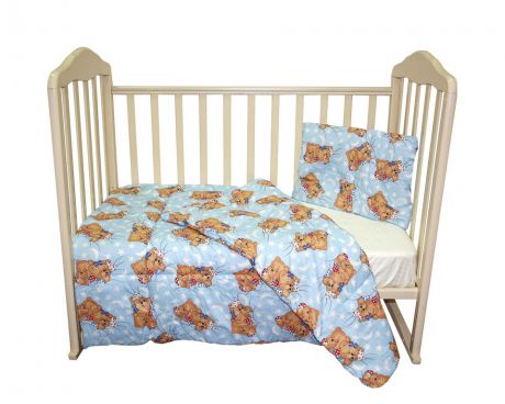 Комплект одеяло и подушки Soft Story Мишки в облаках, голубой