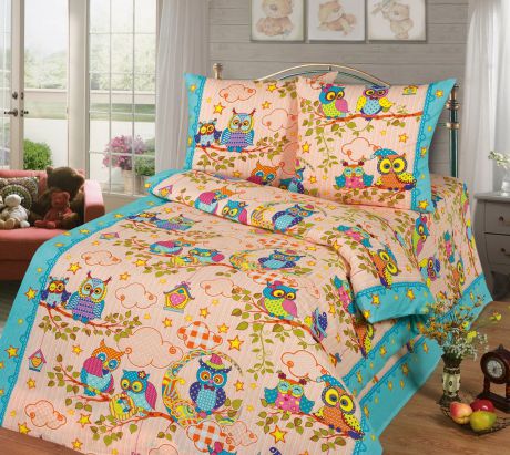 Детский комплект постельного белья ТК Традиция ДайПоспать", для сна и отдыха, бежевый, голубой