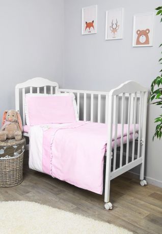 Постельное бельё в детскую кроватку Сонный гномик "Пушистик", 310_2, розовый, 3 предмета