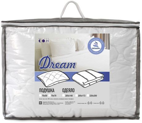 Одеяло Мягкий Сон ОСВ_D-0503у, стеганое Dream, цвет: белый, 220х200 см