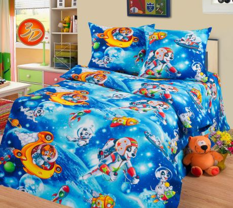 Детский комплект постельного белья ТК Традиция ДайПоспать, для сна и отдыха, синий, голубой, желтый