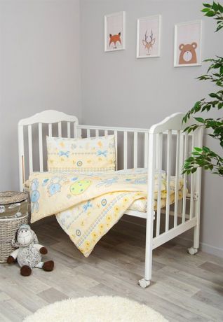 Комплект белья для новорожденных Сонный гномик Акварель, белый, желтый, голубой