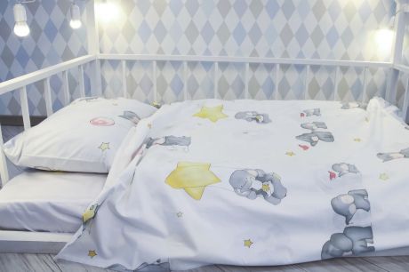 Детский комплект постельного белья Уютная История 1,5 спальный с принтом, SOS
