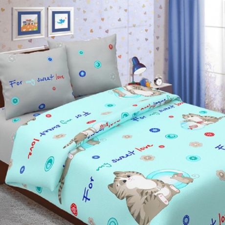 Детский комплект постельного белья ТК Традиция ДайПоспать, для сна и отдыха, 3825/Коржик вид голубой, голубой