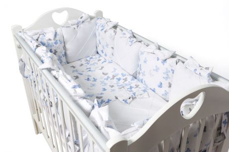 Комплект в кроватку Ma Licorne La Papillon 17 предметов, голубой