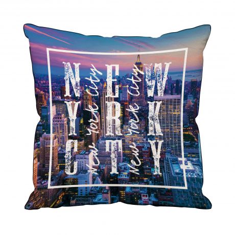 Подушка декоративная ТК Традиция с фотопечатью Нью Йорк 40х40 см, 4052/Нью Йорк, синий