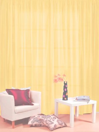 Тюль гостиный Камея "Моно" на ленте, цвет: желтый, 300 х 260 см