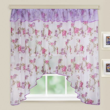 Комплект штор для кухни Witerra Кантри, темно-розовый