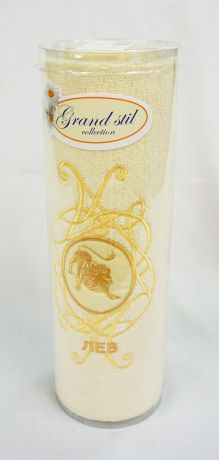 Полотенце для лица, рук или ног Grand Stil Знаки Зодиака Лев, размер 45*90, светло-бежевый