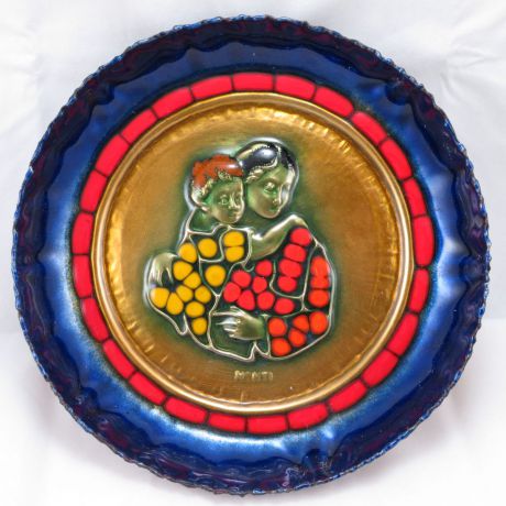 Декоративная коллекционная тарелка "День Матери 1973". Металл, эмаль. Карло Монти. Италия, Carlo Monti. 1973