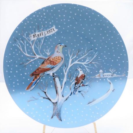 Декоративная коллекционная тарелка "Двенадцать Дней Рождества: Две Обыкновенные Горлицы", фарфор, деколь