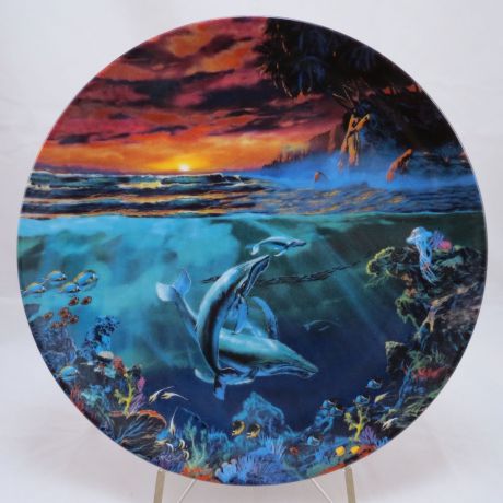Декоративная коллекционная тарелка "Мир под волнами: Круг света". Фарфор, деколь. США, Bradford Exchange, Дэл ТерБаш, 1994