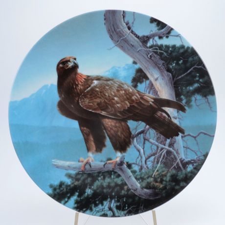 Декоративная коллекционная тарелка "Великолепные Хищные Птицы: Золотой Орел". Фарфор, деколь. США, Edwin M.Knowles China Company, Дэниэл Смит, 1990