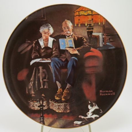 Декоративная коллекционная тарелка "Светлая компания: Отдых Вечером". Фарфор, деколь. США, Edwin M.Knowles China Company, Норман Роквелл, 1983