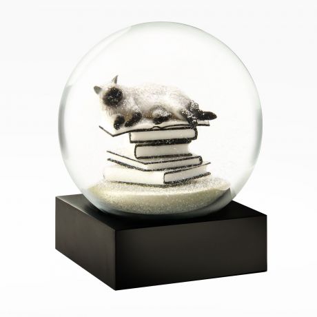 Статуэтка Glassglobe Стеклянный шар с блестками "Белый кот", Вода, Стекло, Полистоун